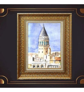 Gold Altın Kalın Çerçeveli Paspartulu Tablo c141