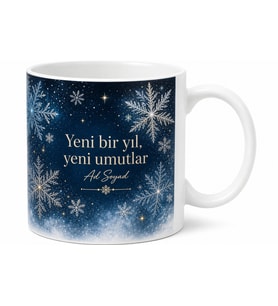 Yılbaşı Hediyesi Kar Tanesi Desenli Baskılı Kupa Bardak Yeni Yıl Hediye