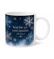 Yılbaşı Hediyesi Kar Tanesi Desenli Baskılı Kupa Bardak Yeni Yıl Hediye