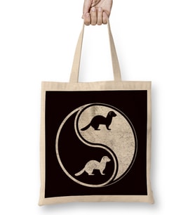 Ferret Yin Yang Ferrets Lover Animal Fans Polecat Nature Bez Çanta Uzun Saplı