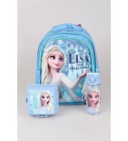 DEKOMUS LİSANSLI ELSA FROZEN OWN YOUR DESTIN "OKUL ÇANTASI,BESLENME KABI VE 500 ML TRITAN MATARA OKUL SETİ