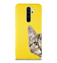 Xiaomi Redmi Note 8 Pro Soft Premier Kapak Catface Tasarımlı Silikon Kılıf - Sarı (Şeffaf)