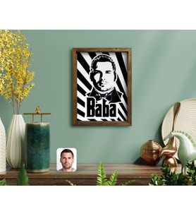 BK Gift Kişiye Özel Godfather Baba Silüet Tasarımlı Doğal Masif Ahşap Çerçeveli Tablo-1