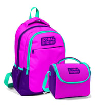 Coral High Pembe Mor Kız Çocuk Sırt Çantası ve Beslenme Seti