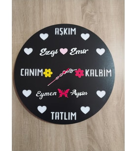 Sevgiliye Özel Hediye kişiye özel isim Yazılı DUVAR SAATİ