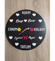 Sevgiliye Özel Hediye kişiye özel isim Yazılı DUVAR SAATİ
