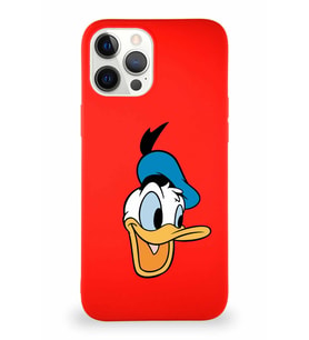 Apple iPhone 12 Pro Max Soft Premier Kapak Donald Duck-A Tasarımlı Silikon Kılıf - Kırmızı (Şeffaf)