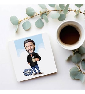 Kişiye Özel Kahve Sever Erkek Karikatürlü Bardak Altlığı