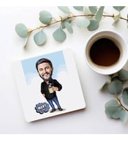 Kişiye Özel Kahve Sever Erkek Karikatürlü Bardak Altlığı
