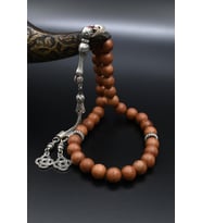 Doğal Oud Ağacı Taşlı 33'lük Tesbih Metal Püsküllü 10mm Küre Kesim 902255