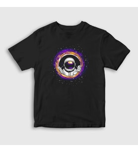 Presmono Unisex Çocuk Siyah Wormhole Astronaut Uzay T-Shirt 290172tt