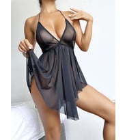 Amora Secret Siyah Şık Mini Fantezi Tül Gecelik