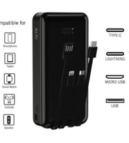 Aydoğan Ticaret44 Bpb6 20.000MAH Powerbank Siyah 4 Cihaz Aynı Anda Şarj Dahili 3in1 Kablo