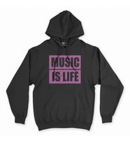 Music Is Life Siyah Kapşonlu Sweatshirt Hoddie