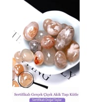 Sertifikalı Tamburlanmış Çiçek Akik Taşı Kütle (Çok Renkli)