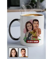Çiftlere Özel Komik Hediye Karikatürlü Sihirli Kupa Bardak