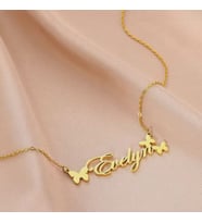 Kişiye Özel Şık Kelebek Detaylı İsim Kolye 925K Gümüş (Gold)
