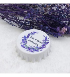 30 Adet Lavanta Çiçek Baskılı Kapak Açacak Uv Baskılı Nişan Hediyeliği Nikah Şekeri 6 cm-