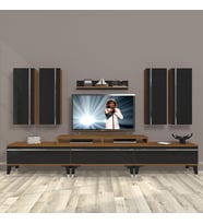 Decoraktiv Ekoflex 8D Mdf Silver Tv Ünitesi Tv Sehpası - Ceviz Siyah (Siyah - Ceviz)