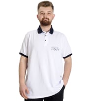 Mode XL Büyük Beden Erkek Polo T-shirt SAILING 23344 Beyaz