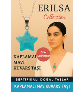 Sertifikalı Yıldız Model Kaplamalı Mavi Kuvars Doğal Taş Kolye – Zihni Sakinleştiren Enerji (Çok Renkli)