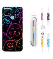 Realme C11 C21 C21Y C25Y C11 2021 Kılıf Kablo Koruma Spiral Silikon Neon Cats 1790