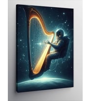 Kanvas Tablo Harp Çalan Kadın
