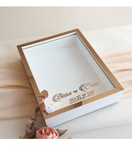 30x40 Cm Beyaz-bronz Fotoğraf Bölümsüz! İsimli Ledli! Gül Saklama Kutusu