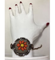 Kanaviçe İşleme Bileklik (Koyu Turuncu)