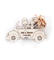 50 Adet 10x7cm Ahşap Magnet Araba İsimli Söz Nişan Düğün Hediyesi (Karışık)