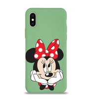 Apple iPhone X Uyumlu Lansman Kılıf Minnie Mouse Tasarımlı Altı Kapalı İçi Kadife Kaplı  Kapak (Şeffaf)