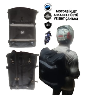 Sevbags Motorsiklet Arka  Sele Üstü Ve Sırt Çantası (Siyah)