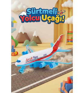 Sürtmeli Oyuncak Yolcu Uçağı - 16 cm Model Uçak - Eğitici Çocuk Oyuncağı