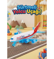 Sürtmeli Oyuncak Yolcu Uçağı - 16 cm Model Uçak - Eğitici Çocuk Oyuncağı