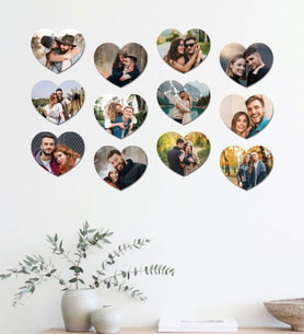 Kişiye Özel 12 Fotoğraflı Kalp Mdf Tablo
