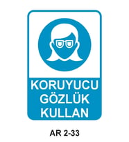 KORUYUCU GÖZLÜK KULLAN KADIN FİGÜRLÜ İŞ GÜVENLİĞİ UYARI LEVHASI 1 ADET PVC 21 X 29CM
