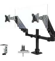 17–32 İnç Amortisörlü Çiftli Pivot Monitör Kolu, Gazlı Yaylı, 2–9 Kg, Çift Montaj Seçeneği Sıkıştırma ve Vidalama, 360° Döner, VESA Uyumlu Stant, M02, Siyah