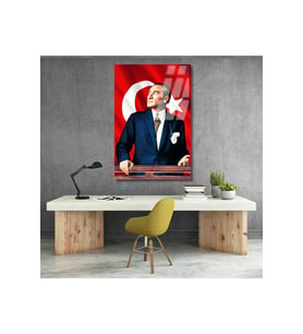 Atatürk ve Bayrak Cam Tablo Modeli Sınıf Tablosu Okul Ev Ofis Tablosu