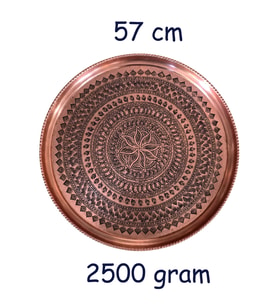 57 cm El İşlemeli Otantik Desenli Kalın Urfa Bakır Tepsi - BAKIR-TPS484