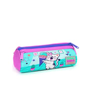 Coral High Kids Turkuaz Pembe Dondurmalı Kedi Desenli Üç Bölmeli Kalem Çantası 22051