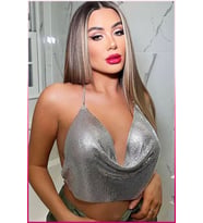 Parlak Gümüş Zırh Bustiyer,Kadın Zarif Crop