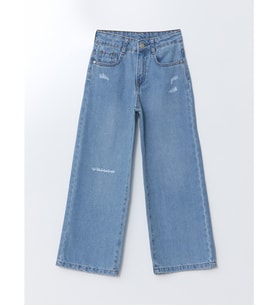 LCW Kids İndigo Wideleg Kız Çocuk Jean Pantolon