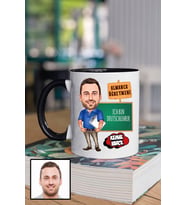 Erkek Almanca Öğretmenine Hediye Karikatürlü Siyah Kupa Bardak