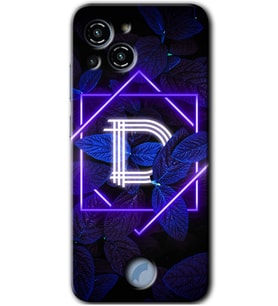 Reeder S23 Pro Max Kılıf HD Desen Baskılı Arka Kapak - Dark Neon Yaprak D Harfi