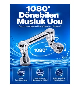 Mey İthalat® Döndürülebilir Musluk Mutfak Banyo Musluk Ucu Başlığı 4 Filtreli