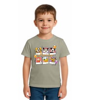 Unisex Disney Baskılı Çocuk Tişört pamuklu penye kumaş (Gri)