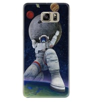 Samsung S7 Edge S20 Fe Plus Ultra S21 S22 Kılıf Desenli Silikon Astronot ve Dünya 1759