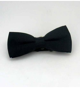 Siyah Çocuk Boy Düz Renk Saten Papyon - CP-01 (Renksiz)