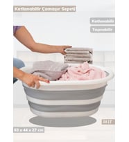 Çamaşır Sepeti Katlanır Sele Silikon Sepet Büyük Boy 38 Lt.