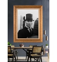 Altın Varaklı Çerçeveli Paspartulu Atatürk Tablo DC1575 (Gold)